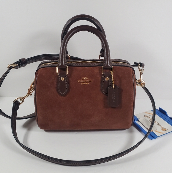 Coach Mini Rowan Crossbody In Suede/Im/Vintage Brown CCF29 NWT - Picture 1 of 13